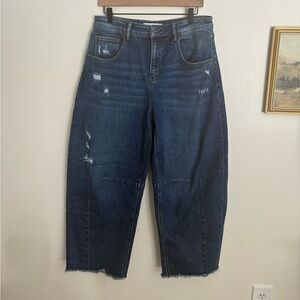 MICA Denim Classic Blue Distressed Barrel Stretch High Rise Women Jeans size 28